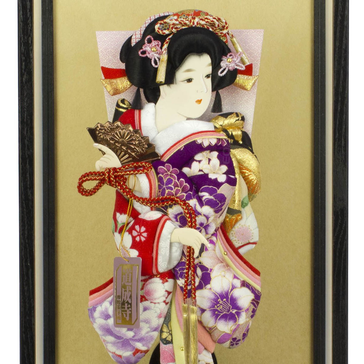 羽子板 お祝い 初正月 13号 古都C 道成寺 押絵羽子板 黒木目 ガラスケース