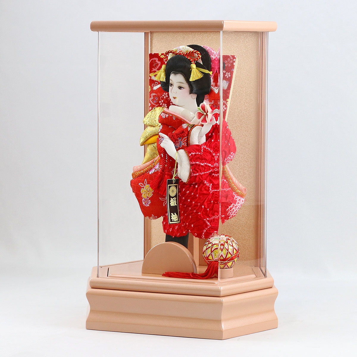 羽子板　振袖金蘭　アクリルケース９号・サイズ間口約２５×奥行約１９×高約３７㎝ 羽子板 振袖金蘭 アクリルケース9号・サイズ間口約25×奥行約19×