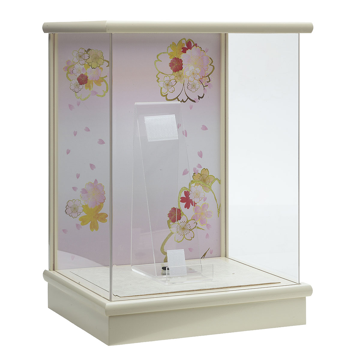 久月 羽子板 お祝い 初正月 7号 つまみ細工 桃 アイボリー塗 アクリル