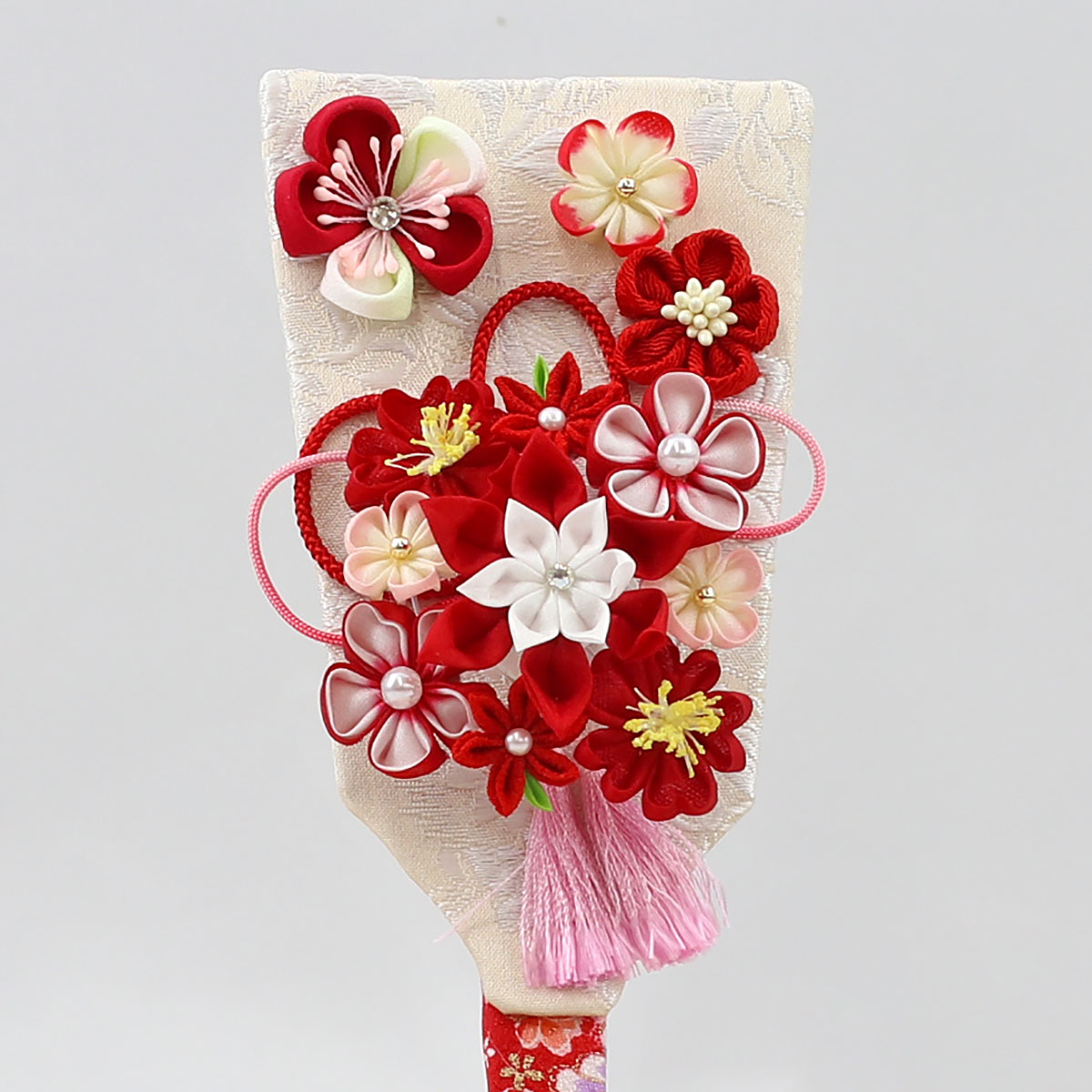 久月 羽子板 お祝い 初正月 6号 つまみ細工 赤 花満開桜橘几帳 久月 羽子板 お祝い 初正月 6号 つまみ細工 赤 花満開桜橘几帳