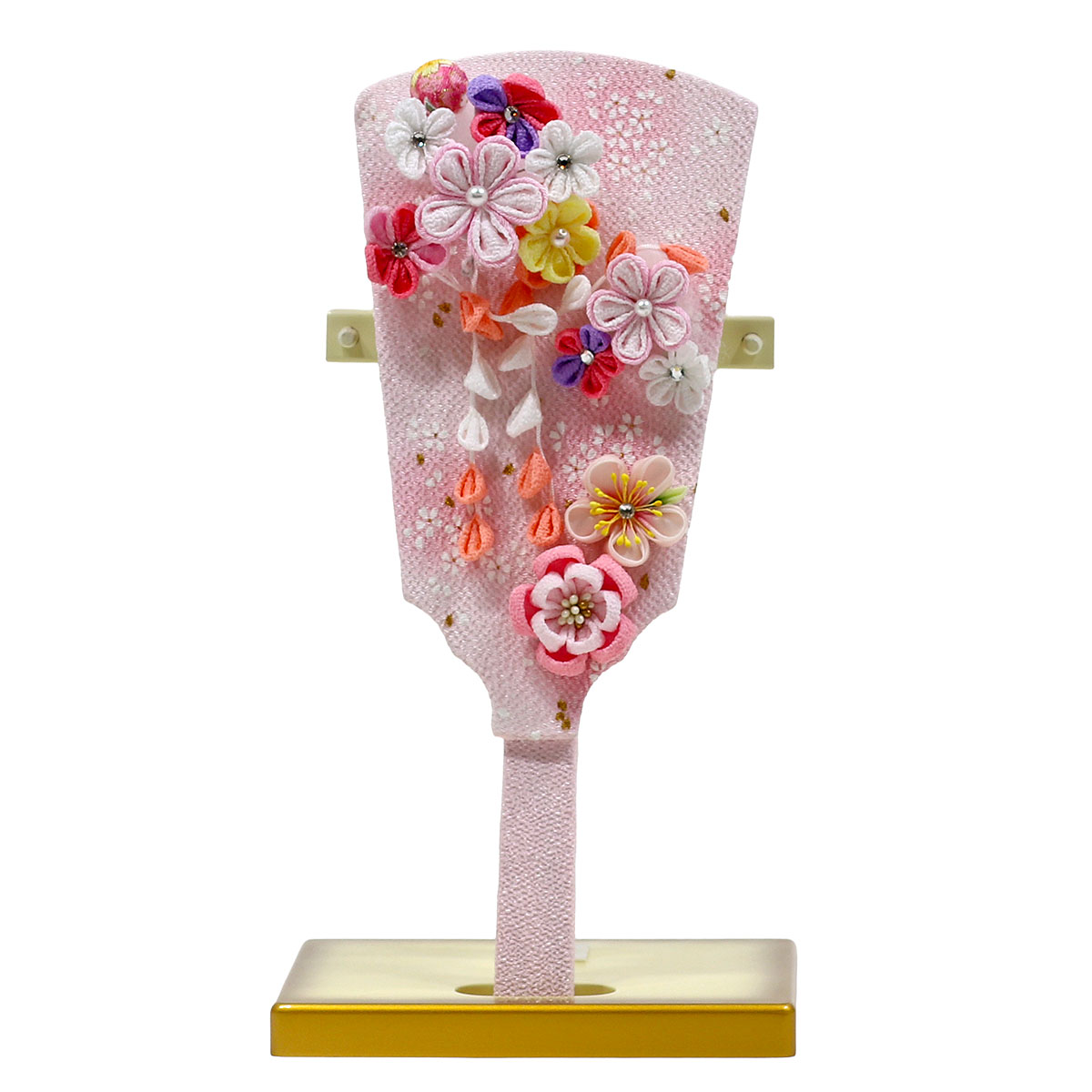 羽子板 お祝い 初正月 人形の東玉 つまみ細工 ピンク パール白/ピンク