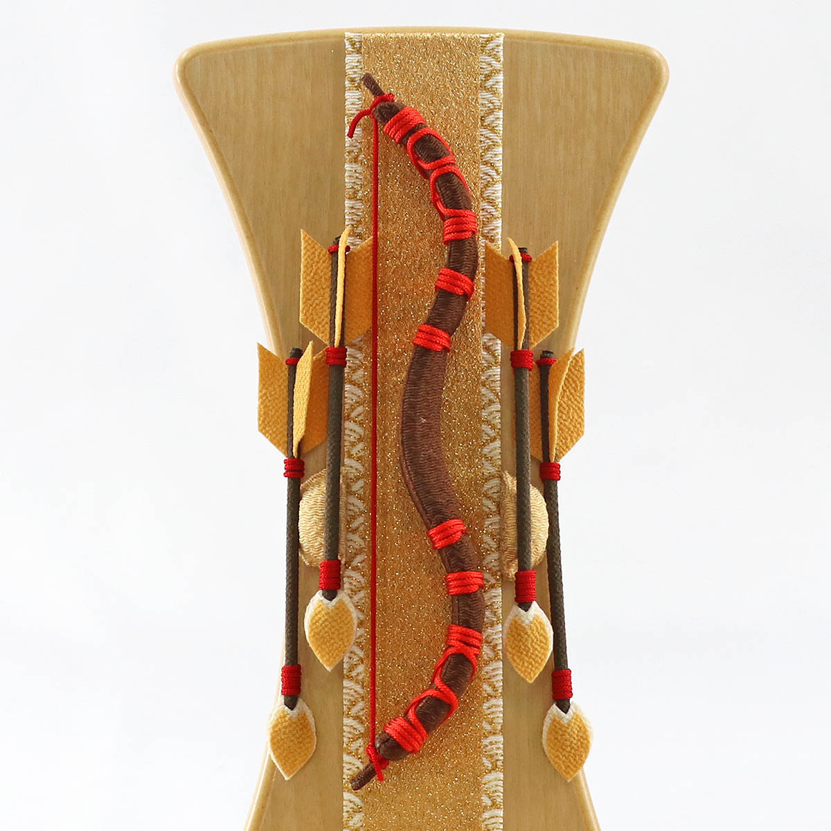 破魔弓 コンパクト ミニ 木製・ちりめん インテリア破魔弓 赤紐