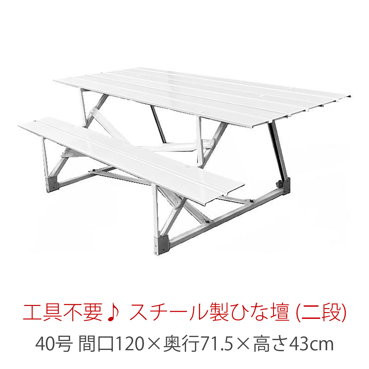 40号 間口120cm 二段 スチール製 ひな壇 （普及タイプ） 雛人形用 ひな段 雛段 簡単組立 ひな壇 ひな人形用 段のみ 簡単組立 送料無料 ※北海道・沖縄を除く