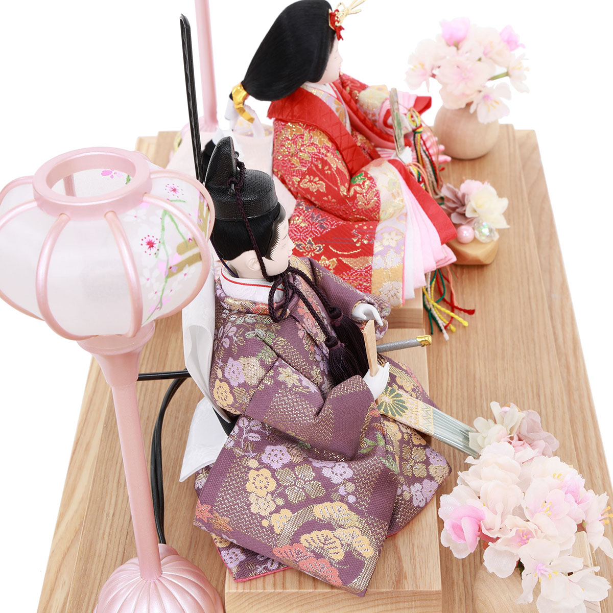 雛人形 ケース飾り 絃 ito 小三五親王 白木 木目 刺繍桜 アクリル