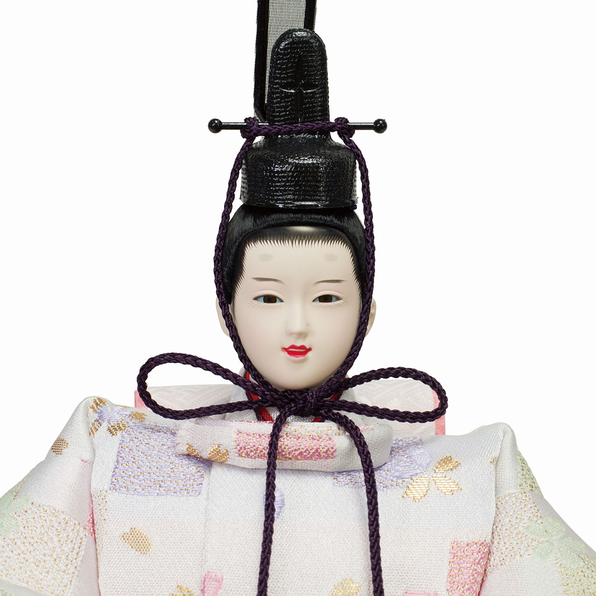 雛人形 親王飾り 雅泉作 衣裳着 芥子親王 三曲塗桐桜刺繍 平飾り_3