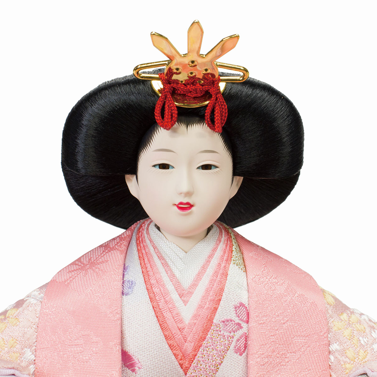 雛人形 親王飾り 雅泉作 衣裳着 芥子親王 三曲塗桐桜刺繍 平飾り_4