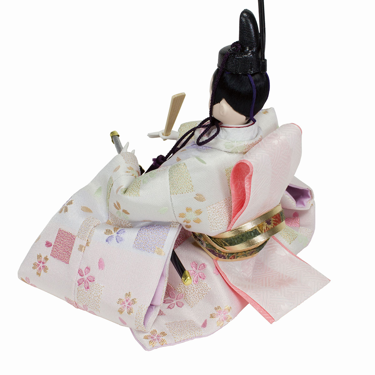 雛人形 親王飾り 雅泉作 衣裳着 芥子親王 三曲塗桐桜刺繍 平飾り_5