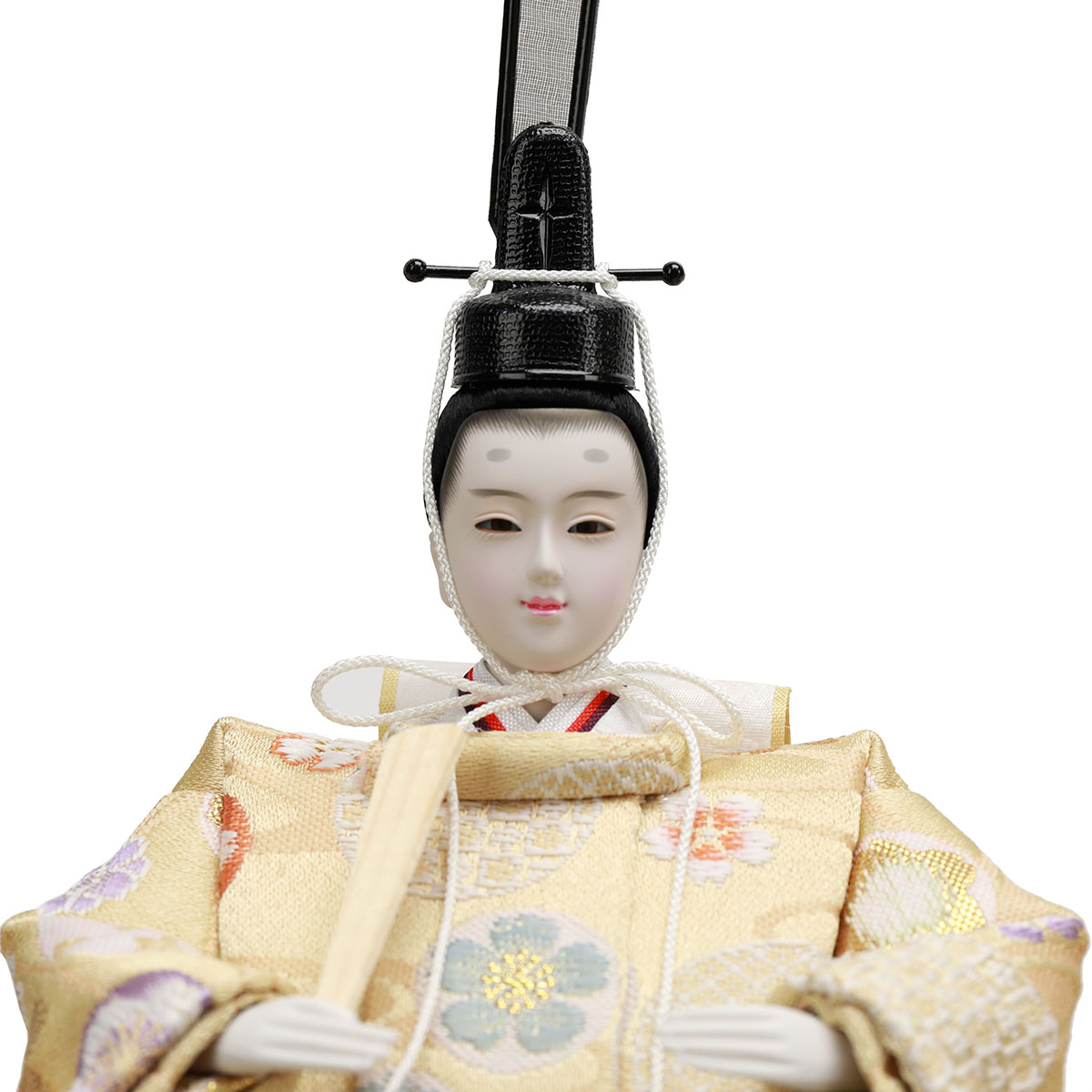 雛人形 親王飾り 紙音 衣裳着 小芥子親王 三曲塗桐桜刺繍屏風 塗桐飾り台 平飾り_4