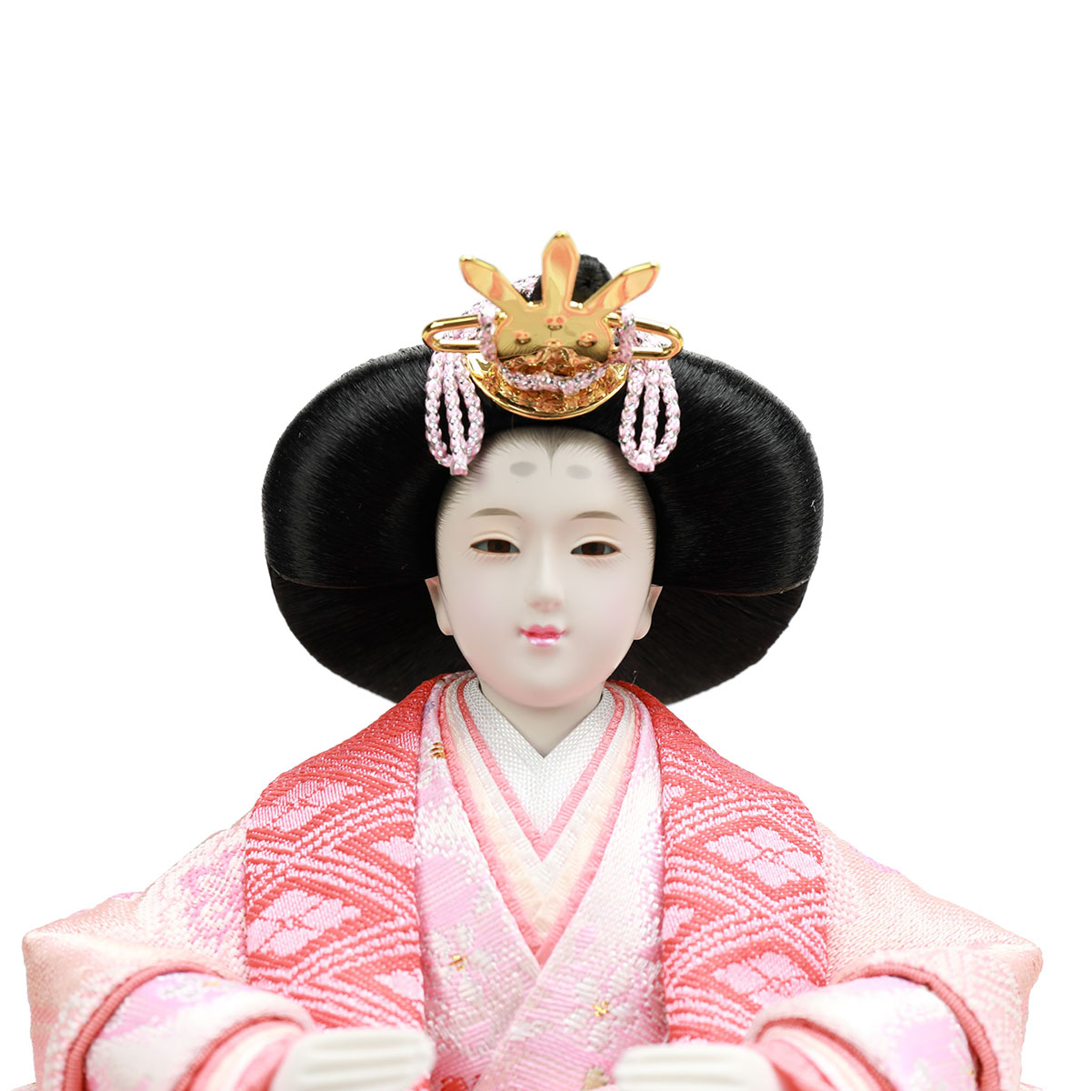 雛人形 親王飾り 紙音 衣裳着 小芥子親王 三曲塗桐桜刺繍屏風 塗桐飾り台 平飾り_5