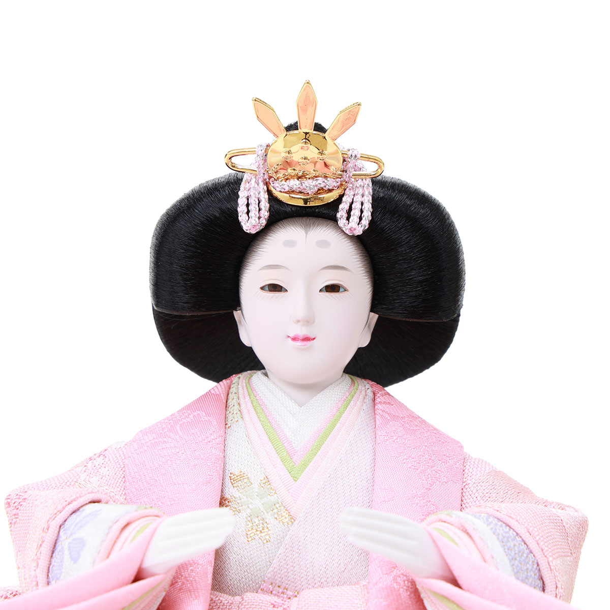 雛人形 親王飾り 紙音 衣裳着 柳親王 丸型 円形 白木 木目 竹製飾り台_5