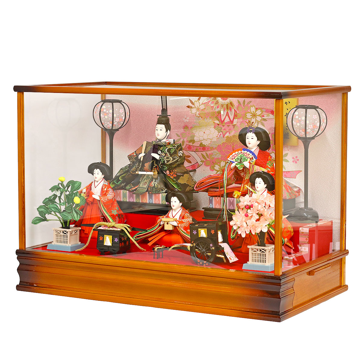雛人形 ケース飾り 綾菜 三五親王 芥子官女 五人揃い アクリルケース
