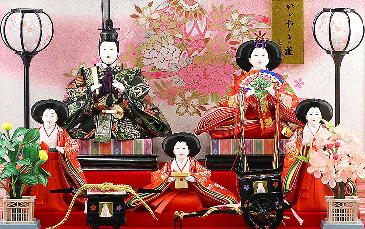 雛人形 ケース飾り 綾菜 三五親王 芥子官女 五人揃い アクリルケース
