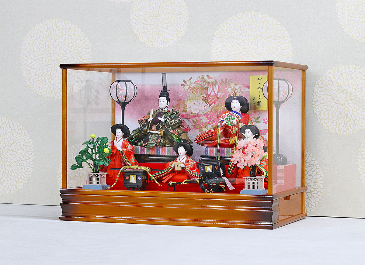 雛人形 ケース飾り 綾菜 三五親王 芥子官女 五人揃い アクリルケース