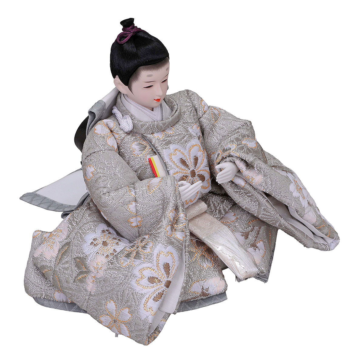 雛人形 親王飾り さな 芥子親王 平飾り モカ 刺繍雪輪桜屏風 平安豊久