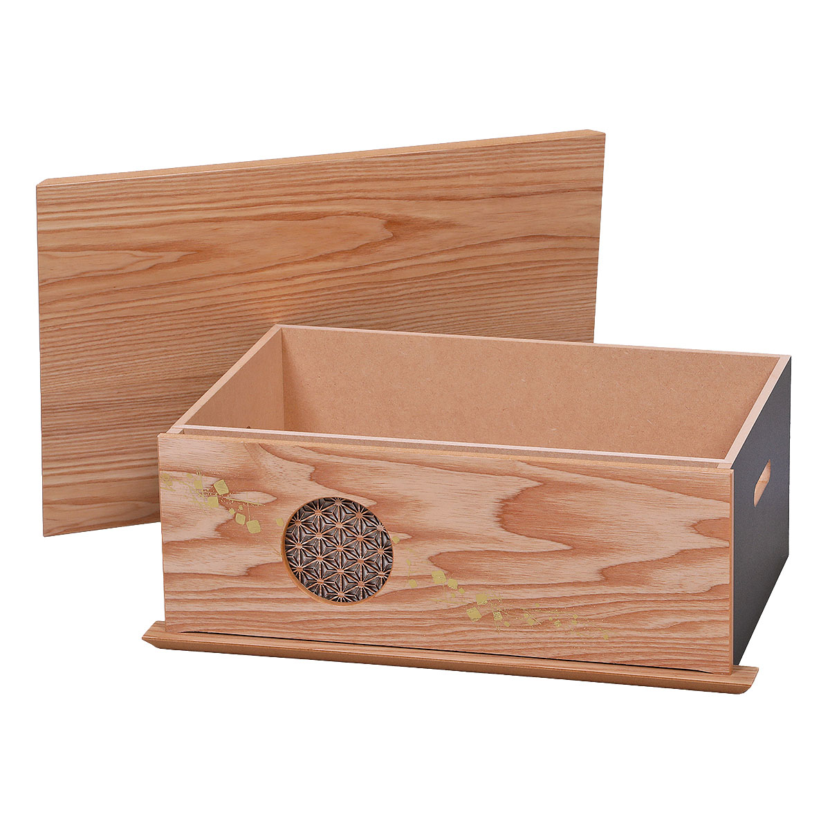 雛人形 収納飾り えま 小芥子親王 白木 麻の葉LED灯付収納箱