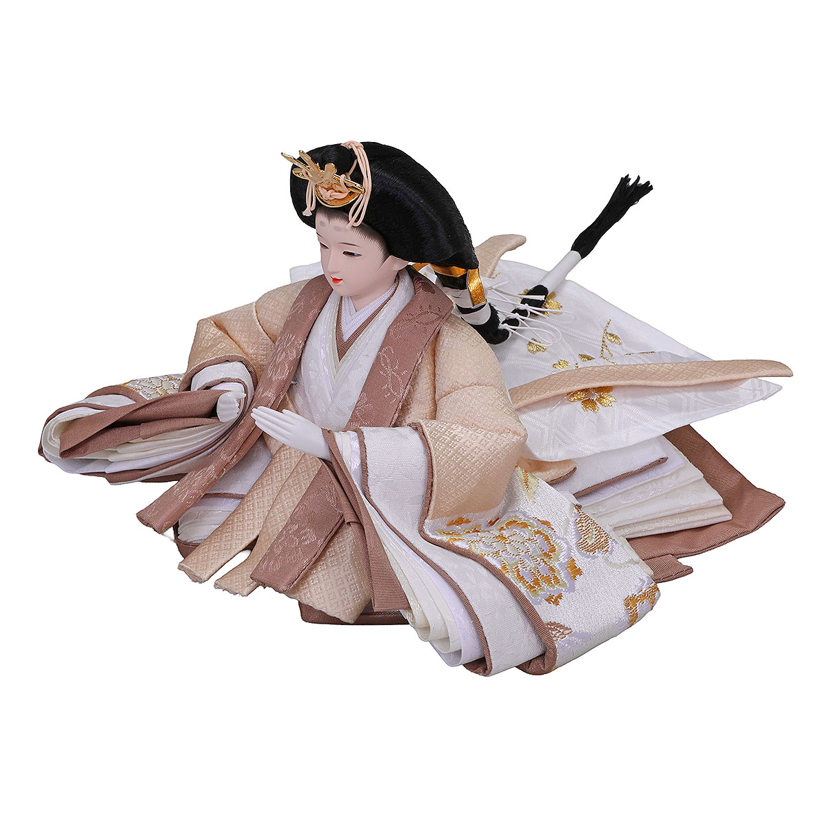 雛人形 収納飾り えま 小芥子親王 白木 麻の葉LED灯付収納箱