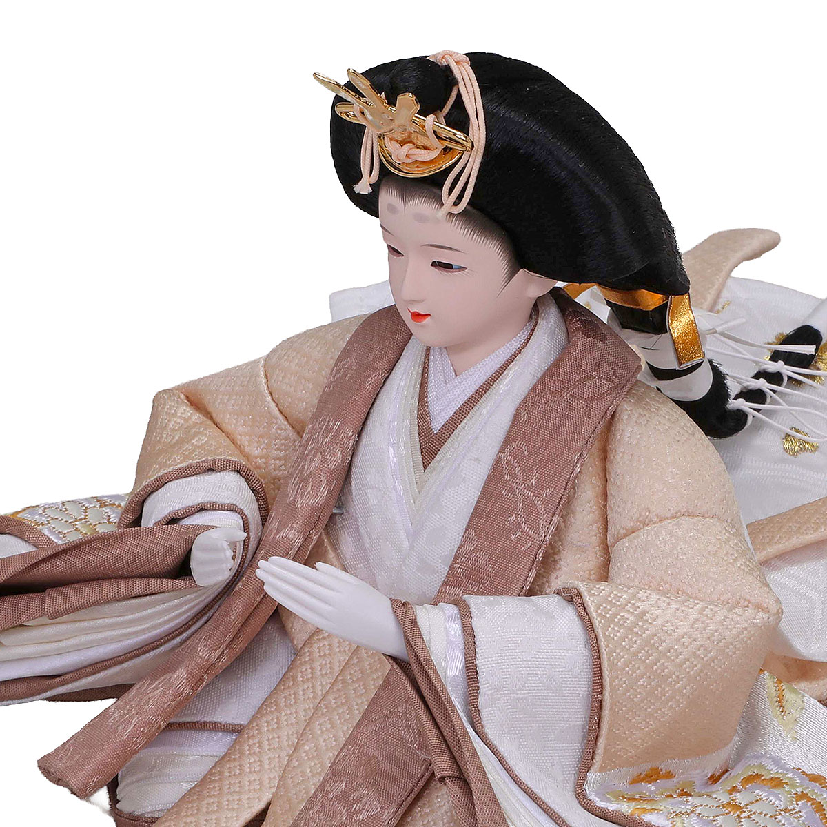 雛人形 収納飾り えま 小芥子親王 白木 麻の葉LED灯付収納箱