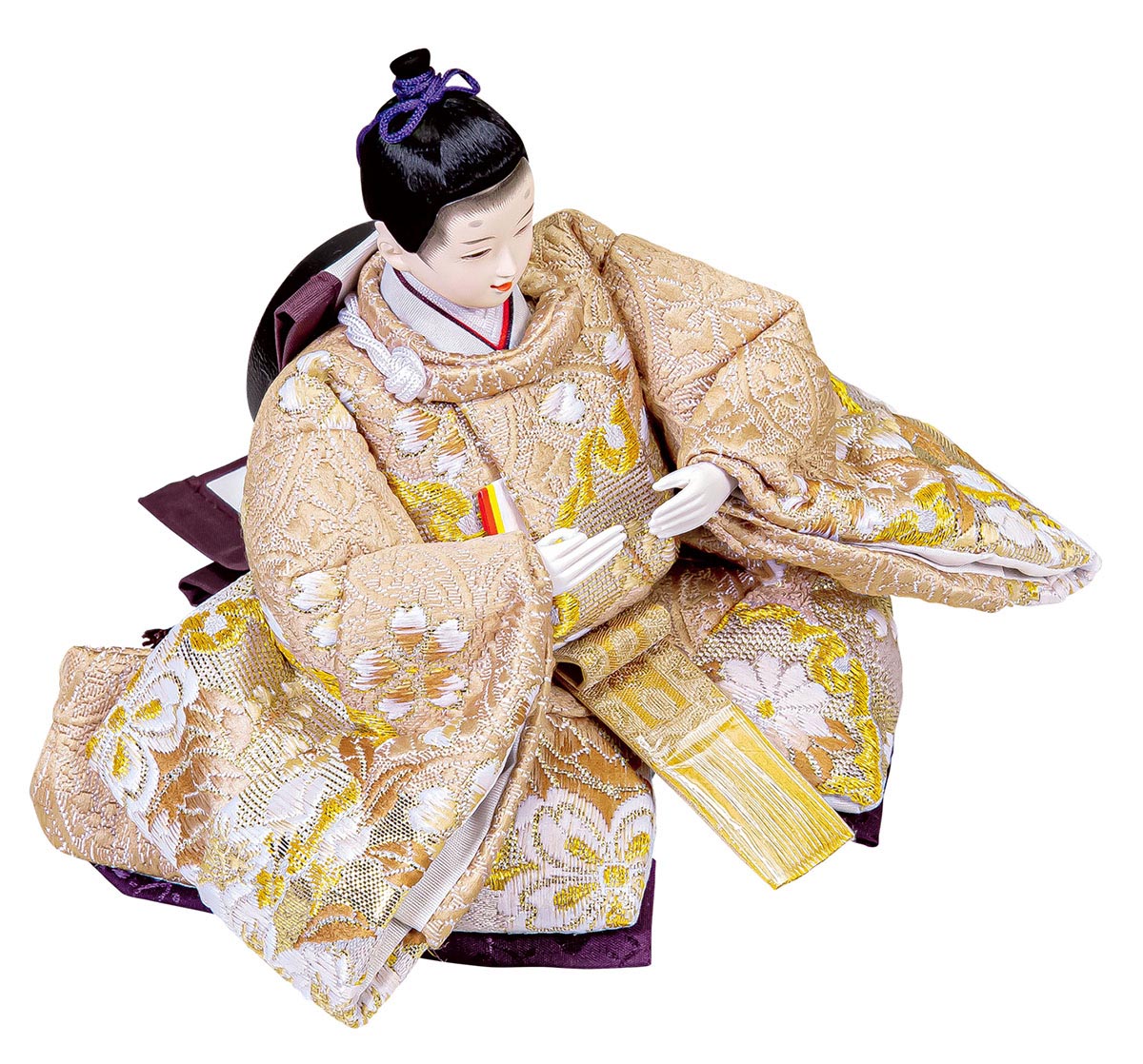 雛人形 ケース飾り 平安豊久作 みずほ 芥子親王 桜柄屏風 木目飾り台