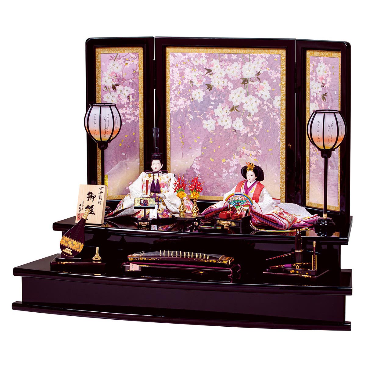 ○おひなさま○ 刺繍衣装 丸形 金屏風 オルゴール フルセット 【公式通販】