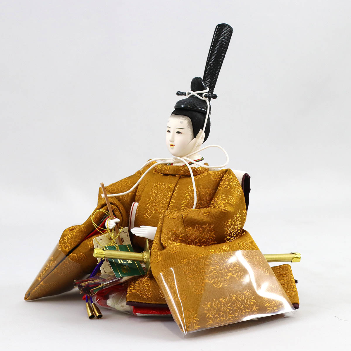 雛人形 親王飾り 小出松寿作 高雄 黄櫨染 十二番親王 白木 木目 台屏風_6