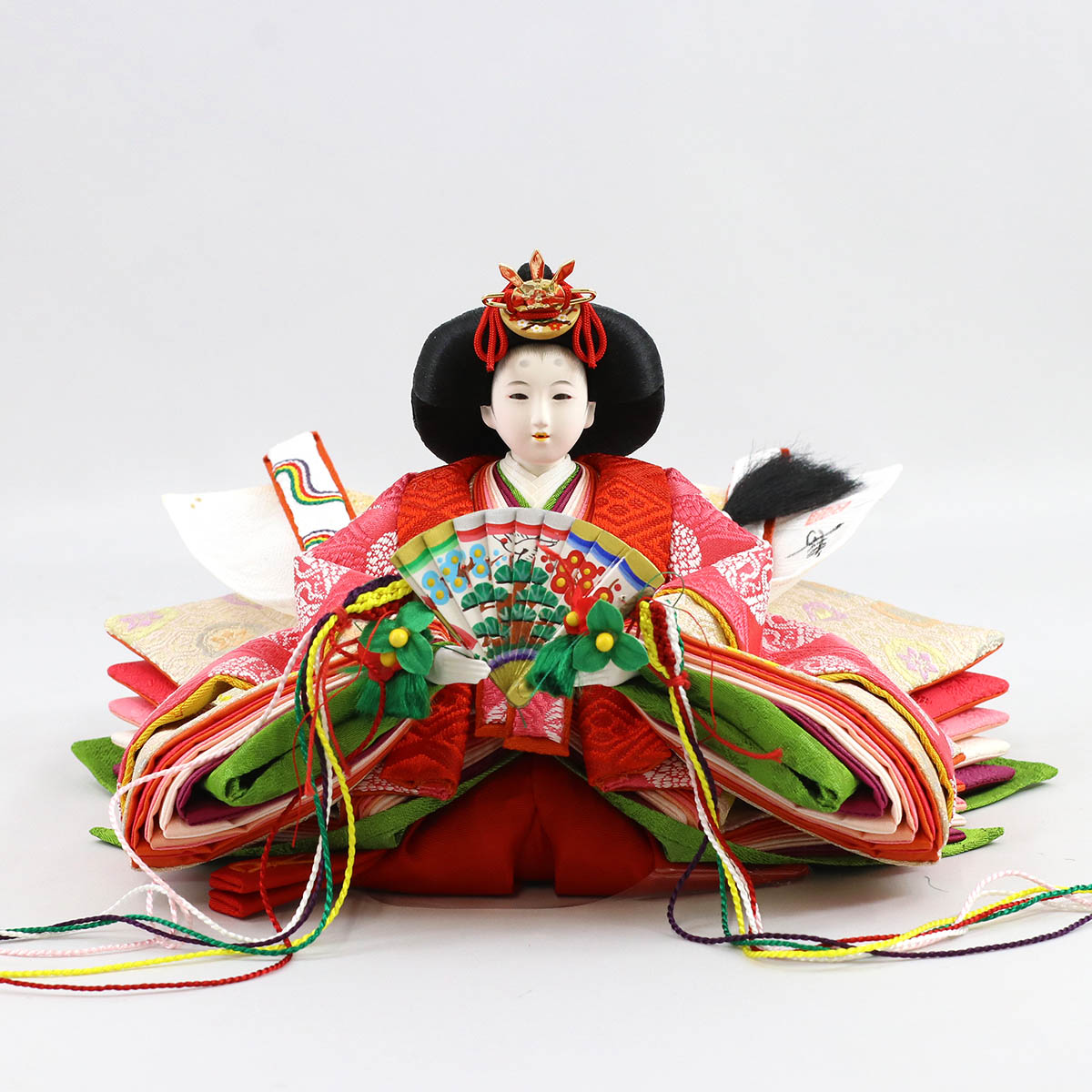 雛人形 親王飾り 小出松寿作 高雄 黄櫨染 十二番親王 白木 木目 台屏風_7