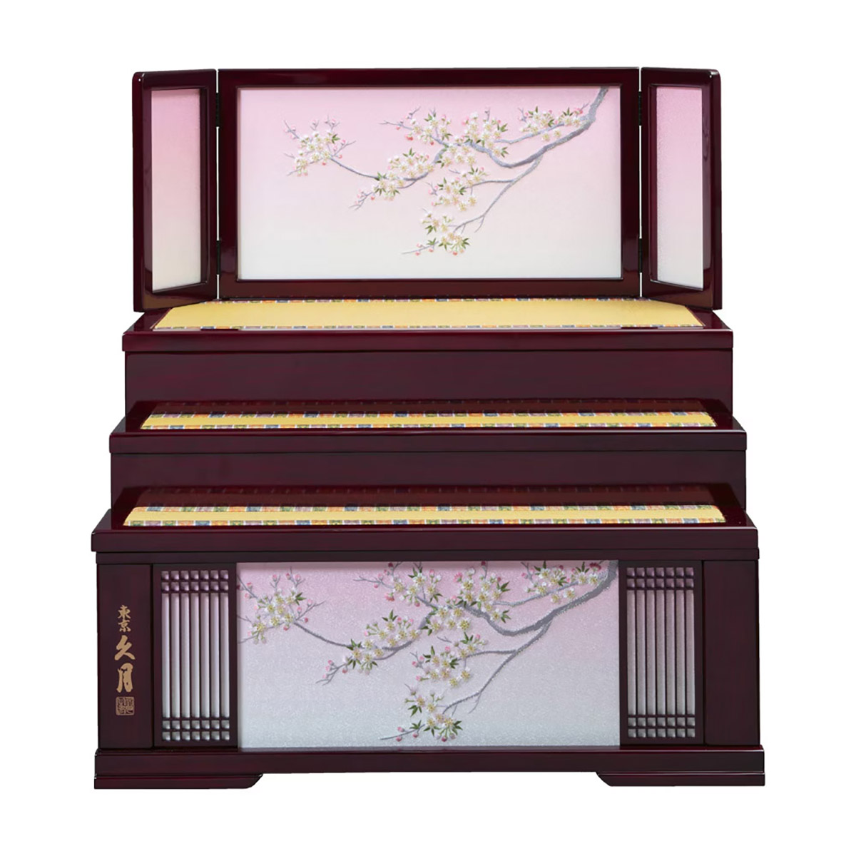 雛人形 三段収納飾り 皇雅雛 西陣織金襴 衣裳着 三五親王 芥子官女 五