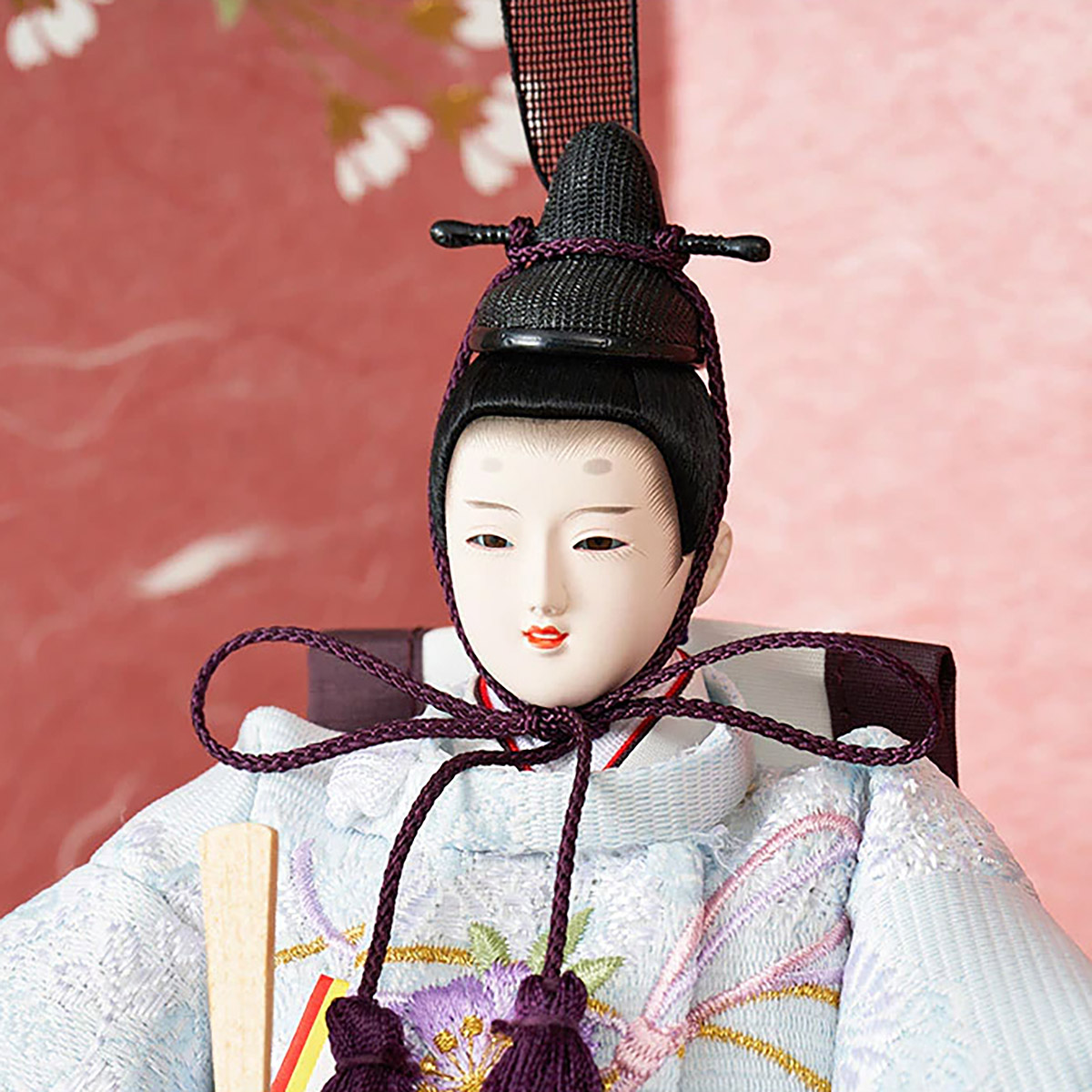 雛人形 三段収納飾り 銘木 檜 刺繍 衣裳着 芥子親王 柳官女 五人飾り