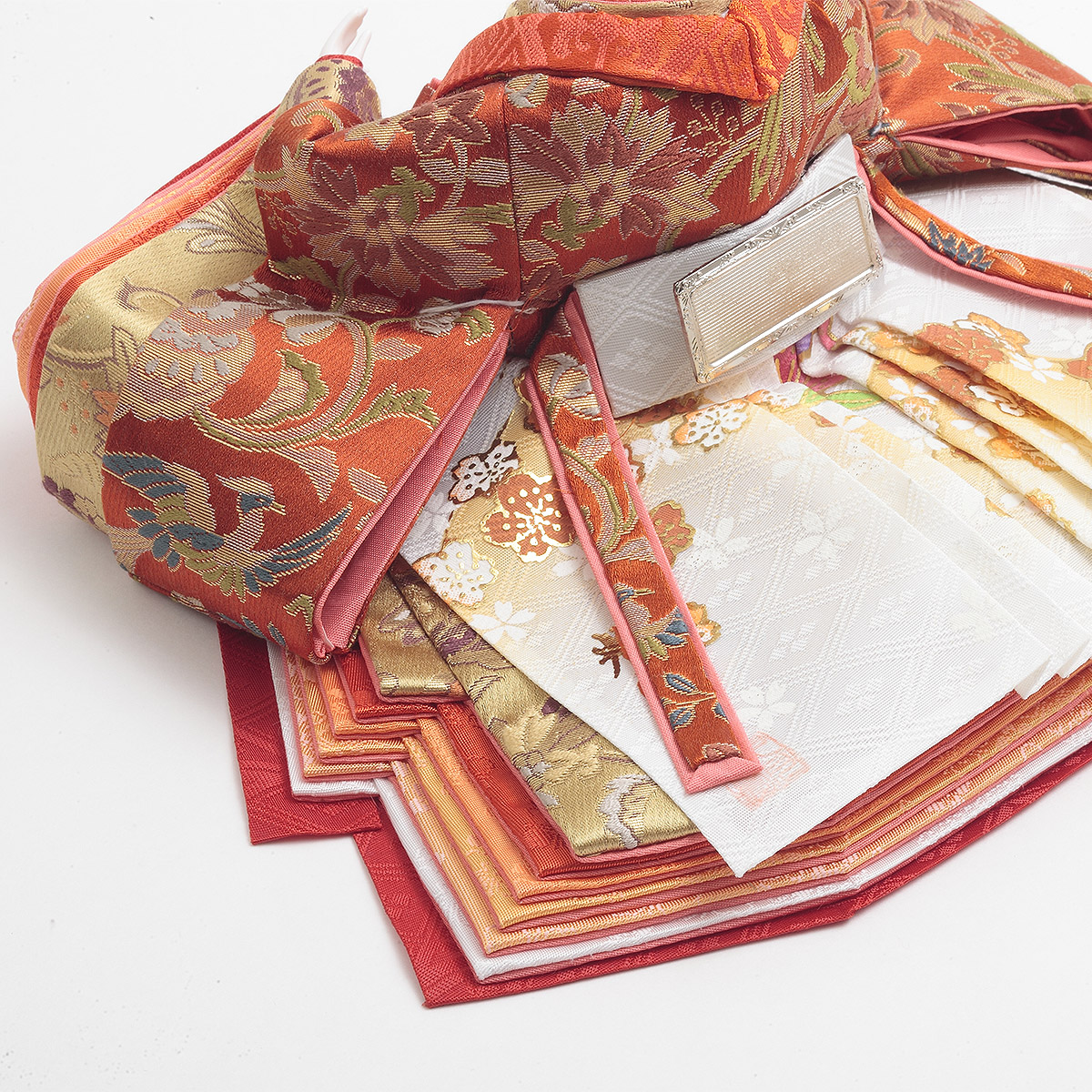 雛人形 親王飾り 光園作 正絹有職 黄櫨染 衣裳着 小三五親王 平飾り 久