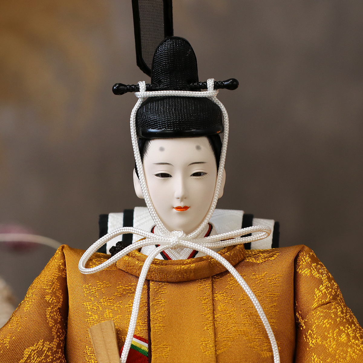 雛人形 親王飾り 光園作 正絹有職 黄櫨染 衣裳着 小三五親王 平飾り 久