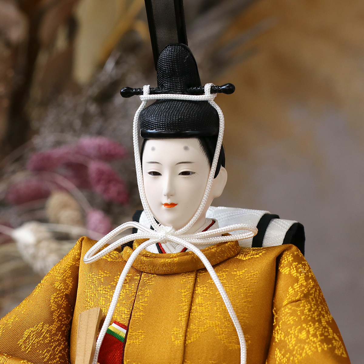 雛人形 親王飾り 光園作 正絹有職 黄櫨染 衣裳着 小三五親王 平飾り 久