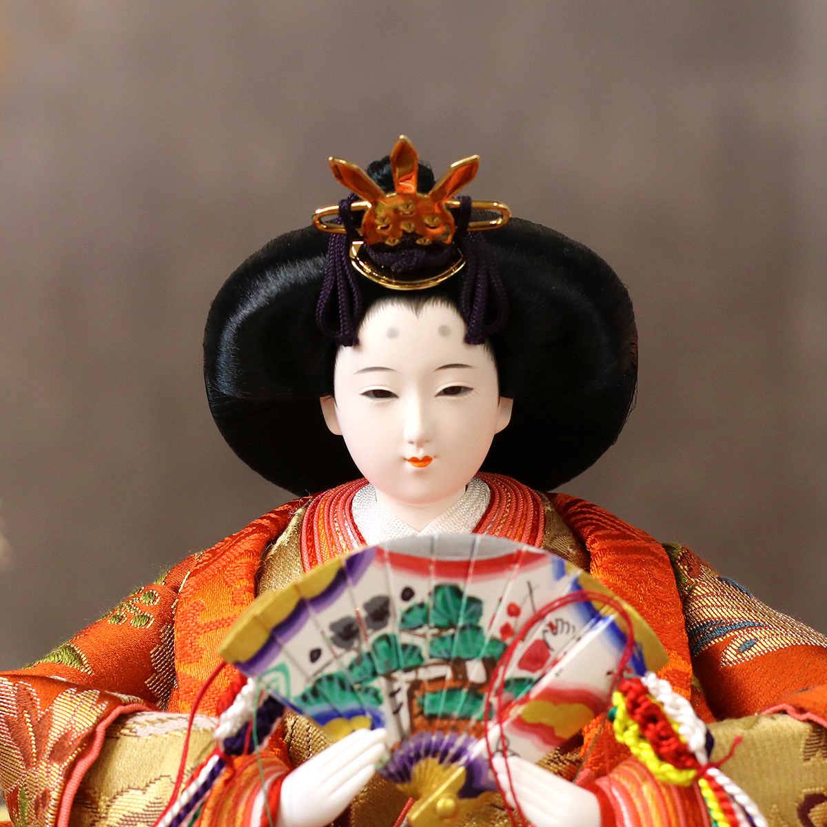 雛人形 親王飾り 光園作 正絹有職 黄櫨染 衣裳着 小三五親王 平飾り 久