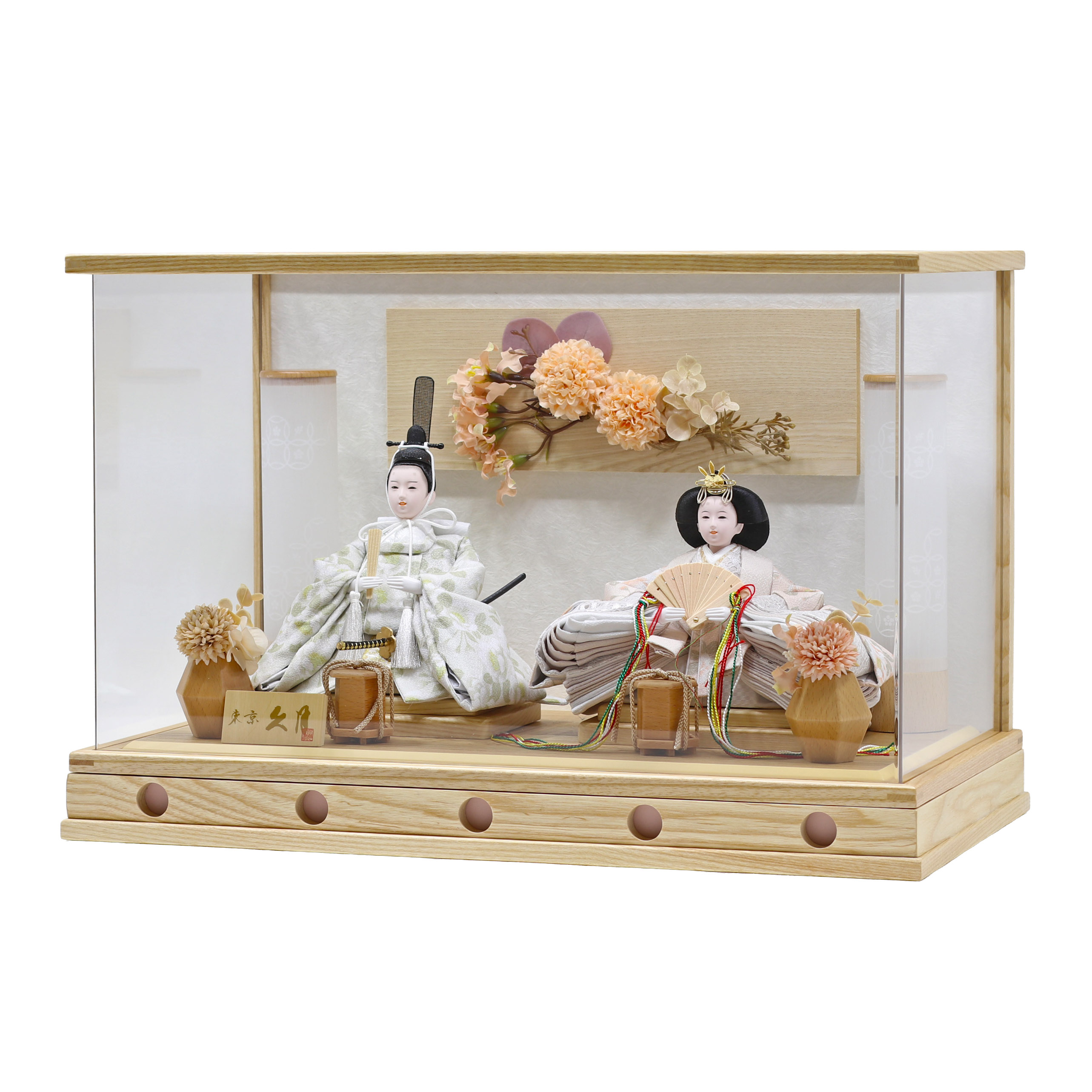 雛人形 ケース飾り 久月 衣裳着 フラワーアート ケース入り 親王飾り