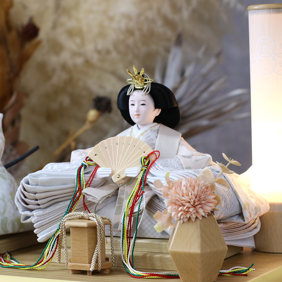 雛人形 ケース飾り 久月 衣裳着 フラワーアート ケース入り 親王飾り