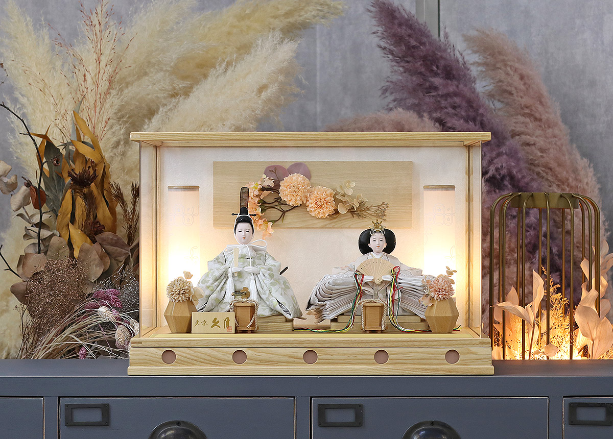 雛人形 ケース飾り 久月 衣裳着 フラワーアート ケース入り 親王飾り