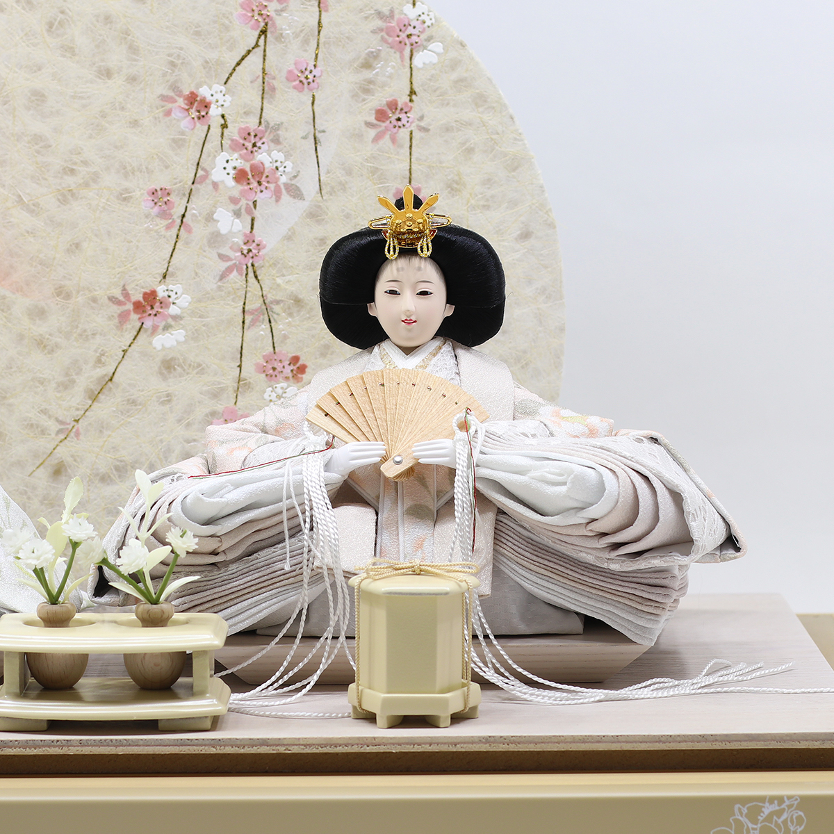 雛人形 ケース飾り 久月 衣裳着 桜柄繭玉LED衝立 ケース入り 親王飾り