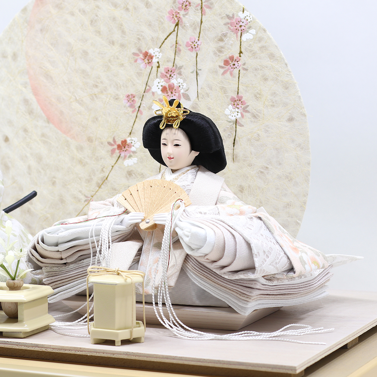 雛人形 ケース飾り 久月 衣裳着 桜柄繭玉LED衝立 ケース入り 親王飾り