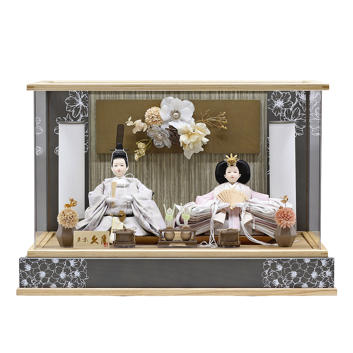 雛人形 ケース飾り 久月 衣裳着 洋花飾り ケース入り 親王飾り 小三五