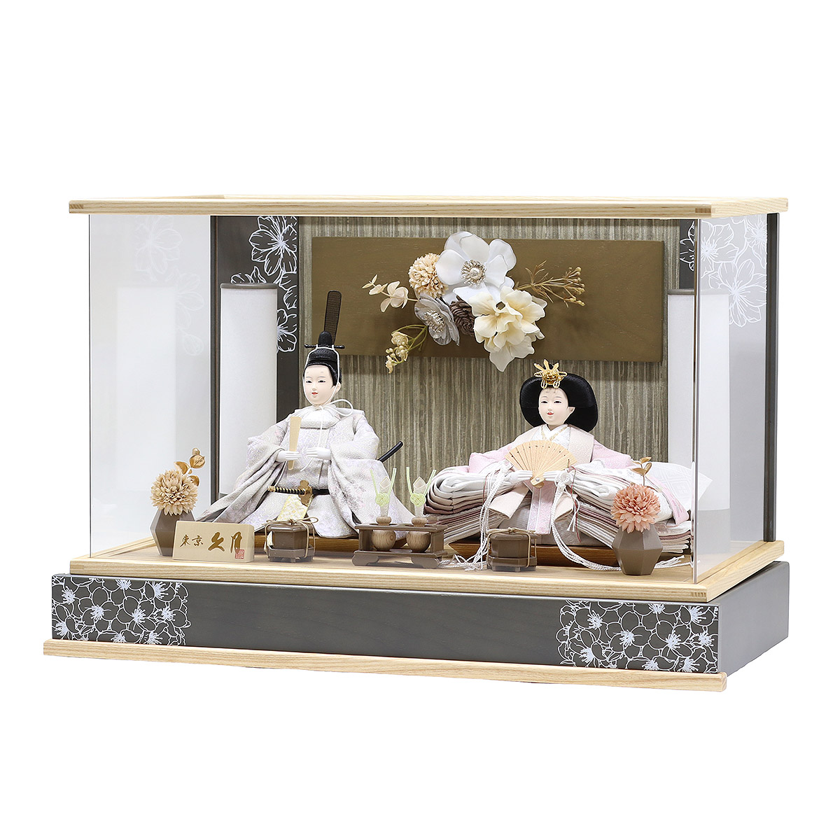 雛人形 ケース飾り 久月 衣裳着 洋花飾り ケース入り 親王飾り 小三五