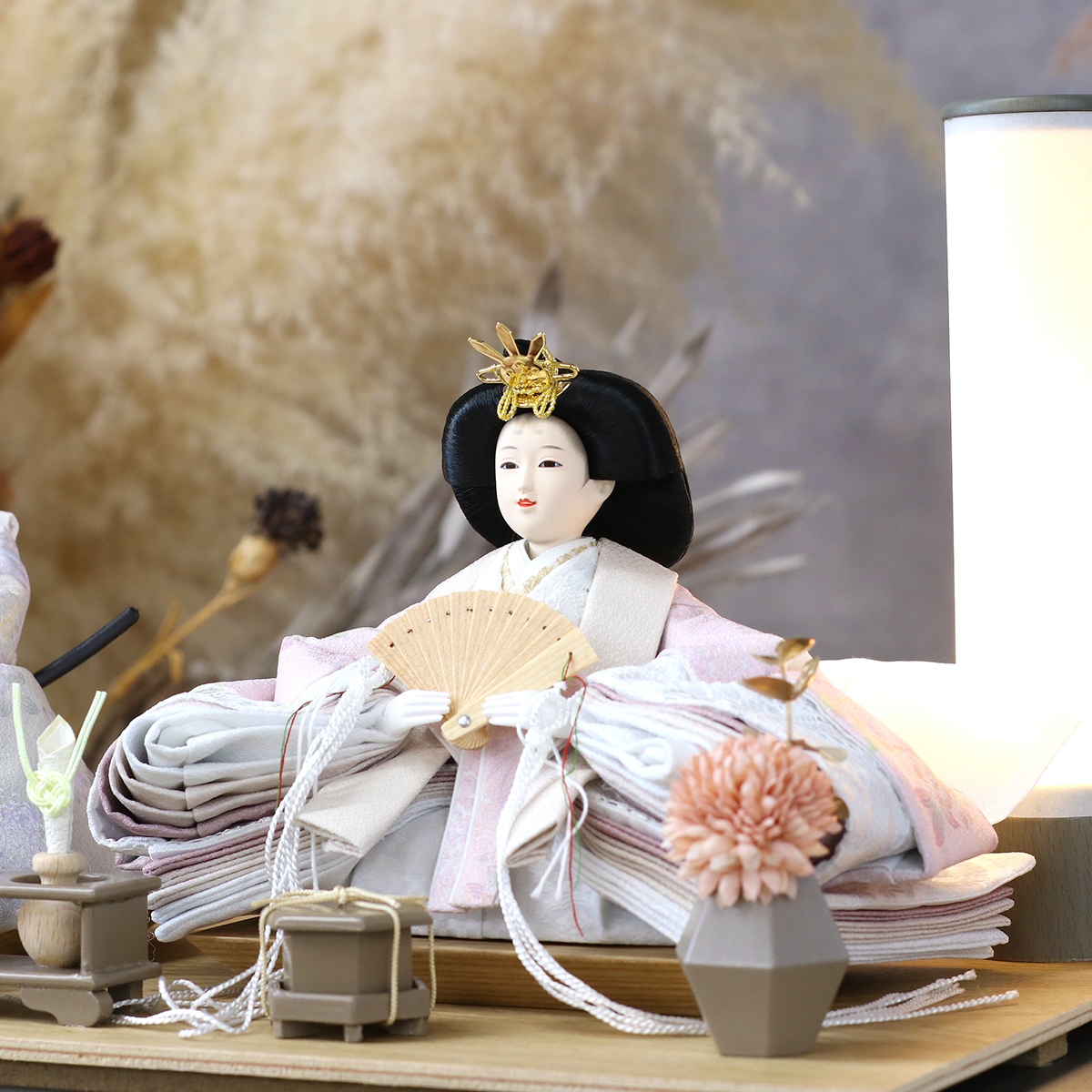 雛人形 ケース飾り 久月 衣裳着 洋花飾り ケース入り 親王飾り 小三五