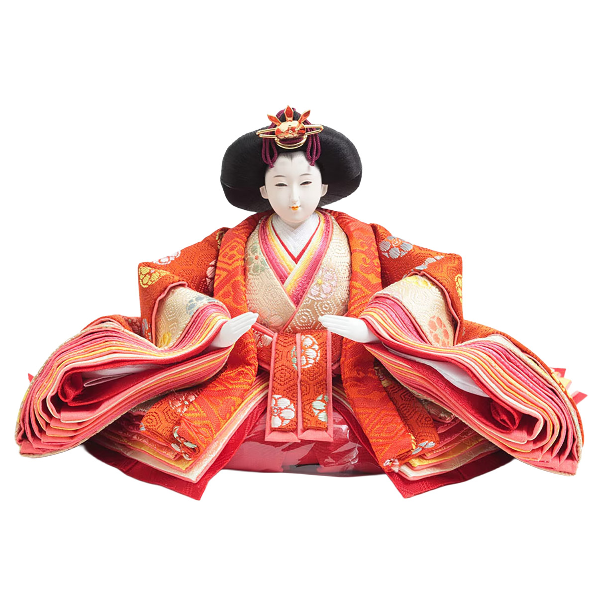 雛人形 四段飾り 正絹有職 黄櫨染 衣裳着 芥子親王 二寸官女 棚式四