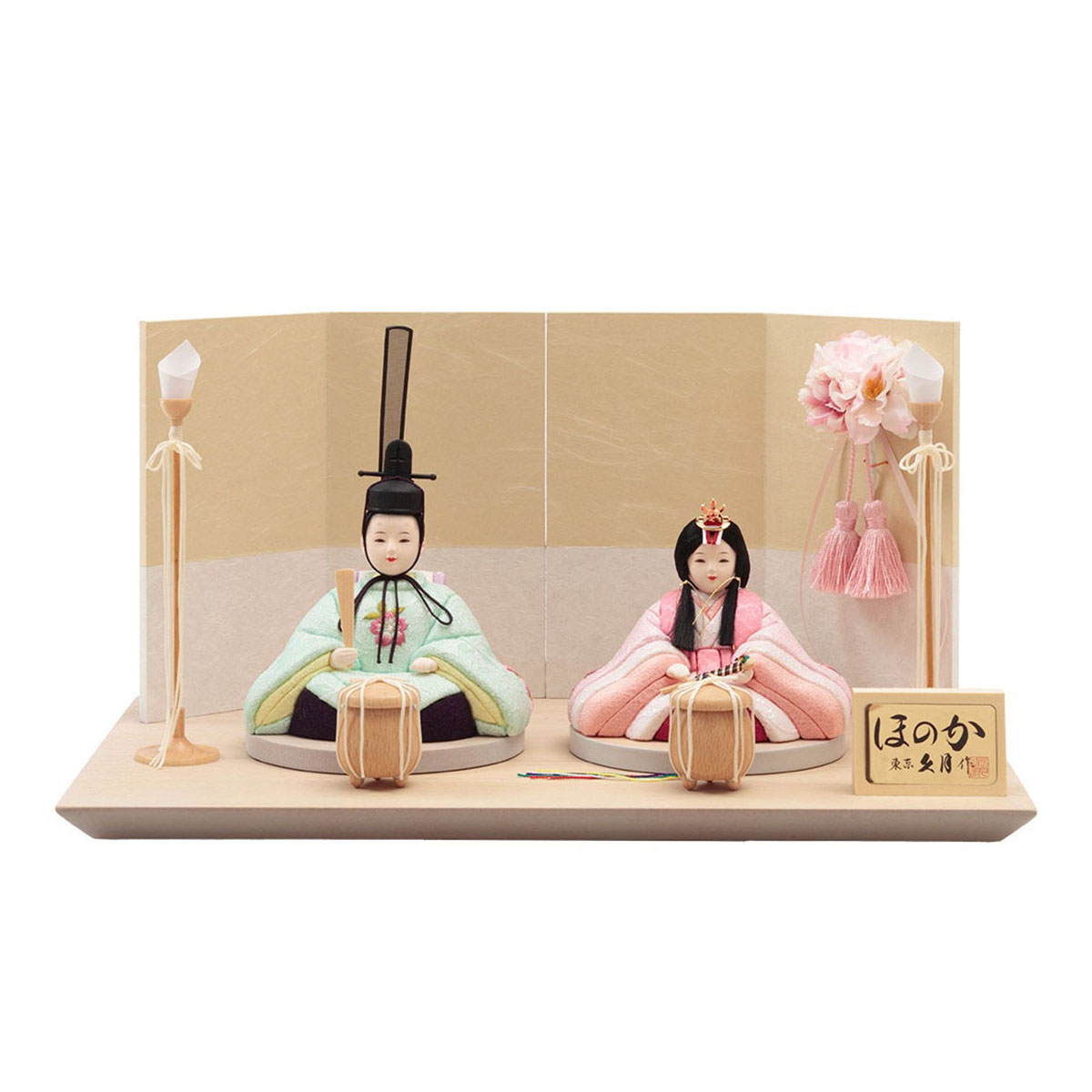 雛人形 木目込み飾り 久月作 ほのか 木目込み 新井久夫 芽依雛 親王飾り 刺繍 人形の久月 コンパクト 木目込み_1