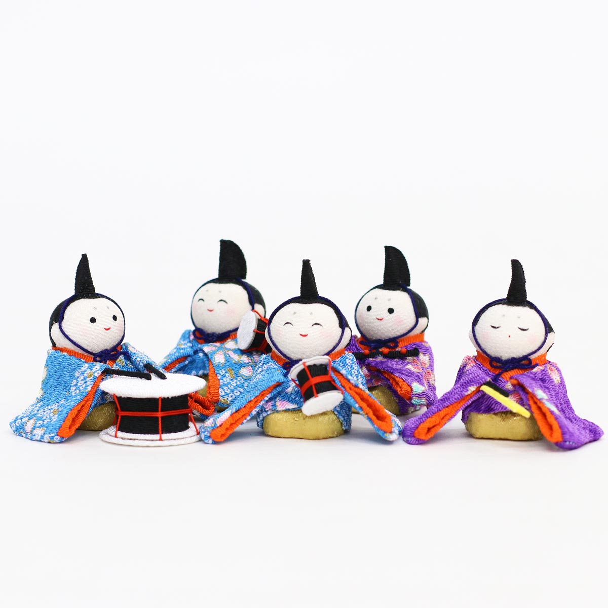 雛人形 ちりめん雛 わらべ雛 10人揃いオルゴール付きケース飾り ピンク