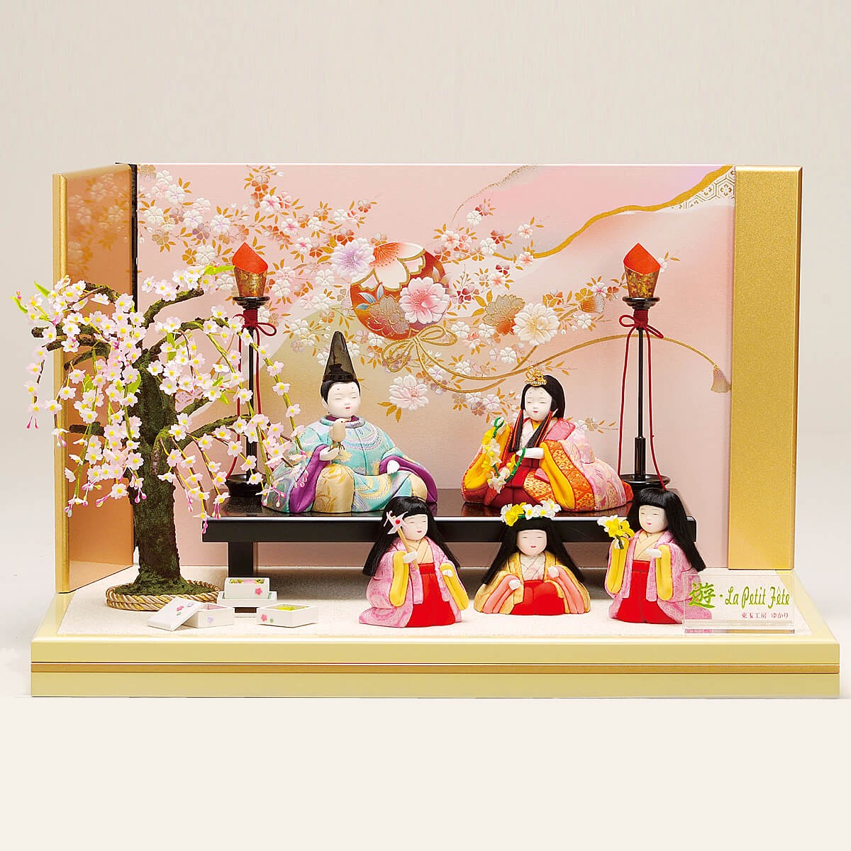 雛人形 木目込み飾り ゆかり作 遊美 五人揃い コンパクト 木目込み 東