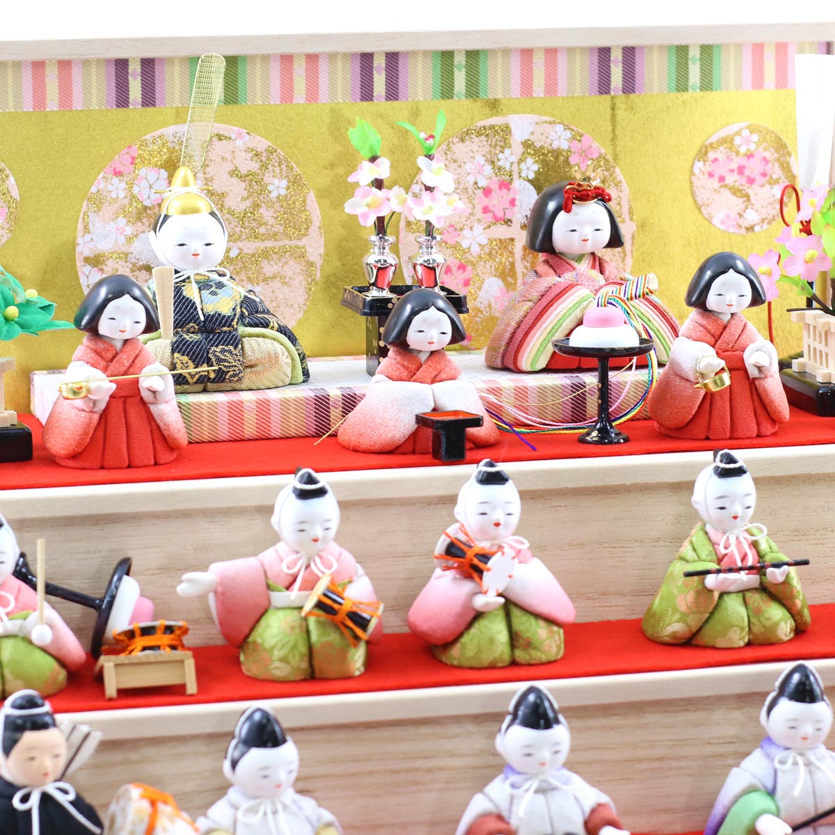 雛人形 木目込み飾り 姫ひいな 木目込み 十五人飾り コンパクト 東玉
