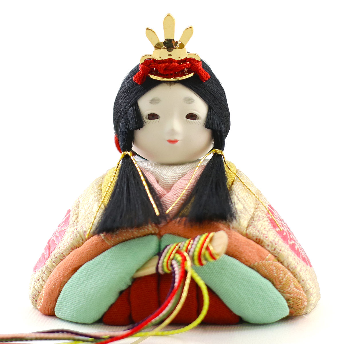 雛人形 木目込み飾り ひないろ 正絹 浅黄 木目込み 親王飾り ハードメイプル突板 半円形飾り台 コンパクト 木目込み 東玉工房_6