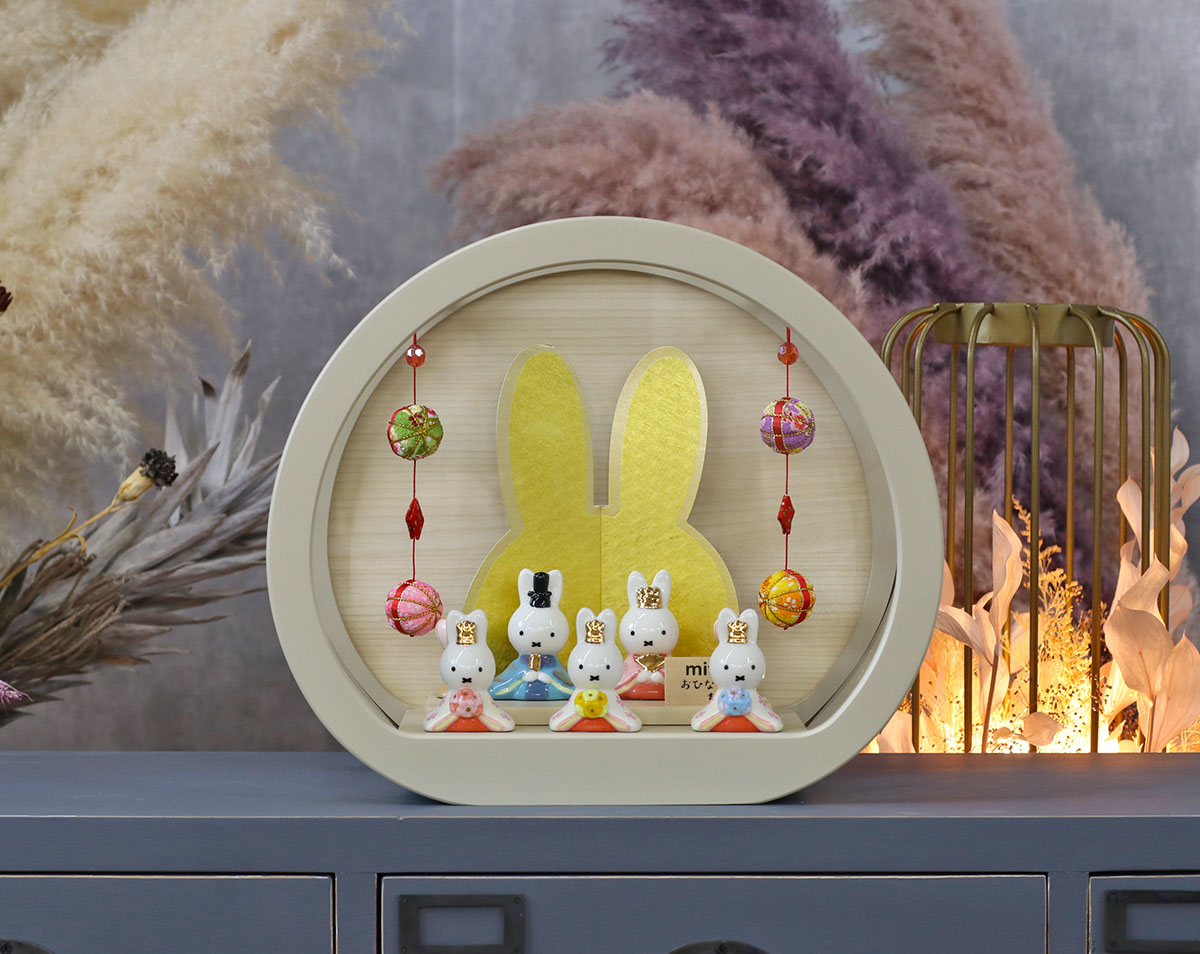 雛人形 ケース飾り miffy ミッフィー 磁器 ひな人形 うさこ 親王 官女