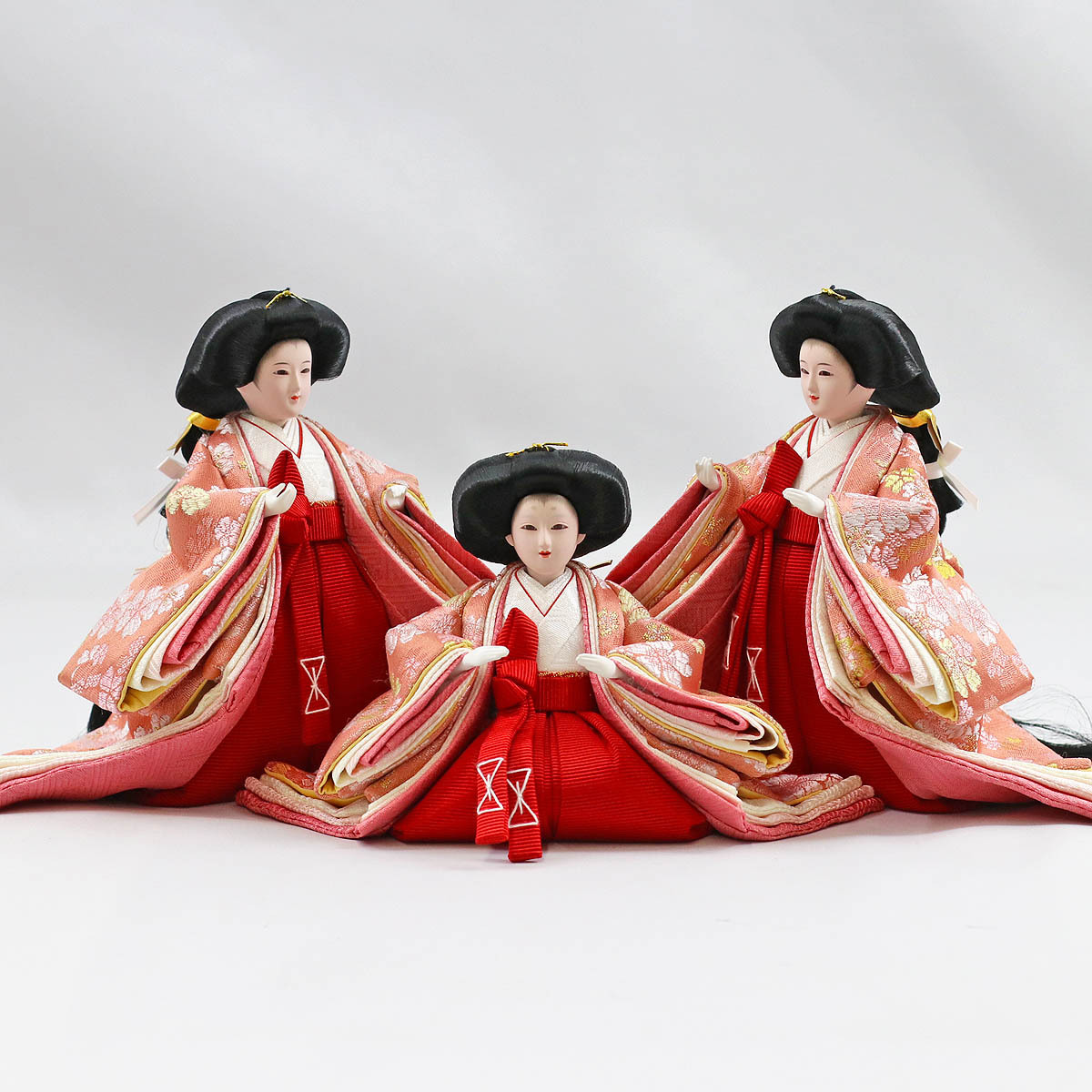 雛人形 三段収納飾り 芥子親王 柳官女 五人揃い 三段収納飾り 優美桜