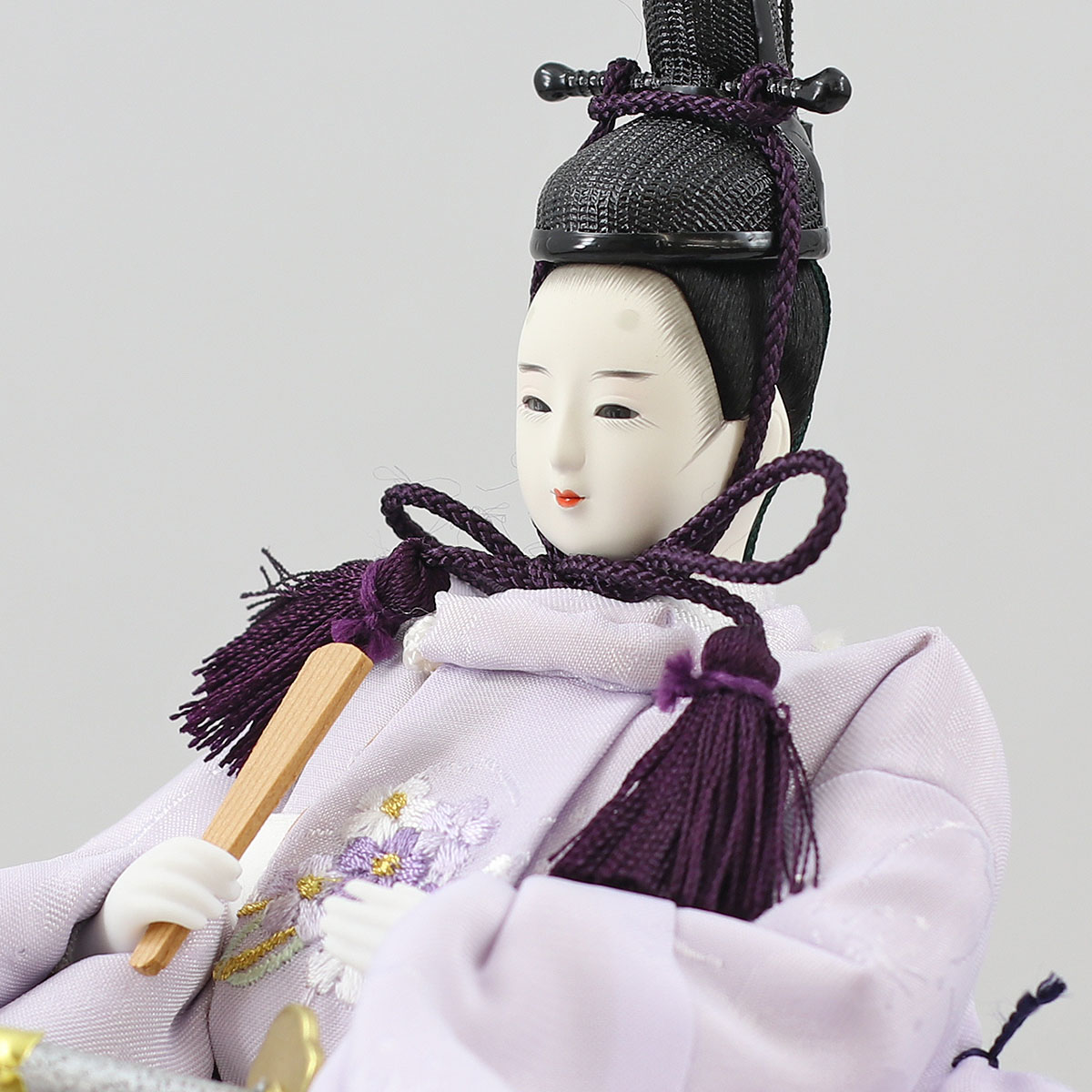 雛人形 親王飾り 柴田家千代作 柴田家千代 葵 刺繍リボンに梅 薄紫 