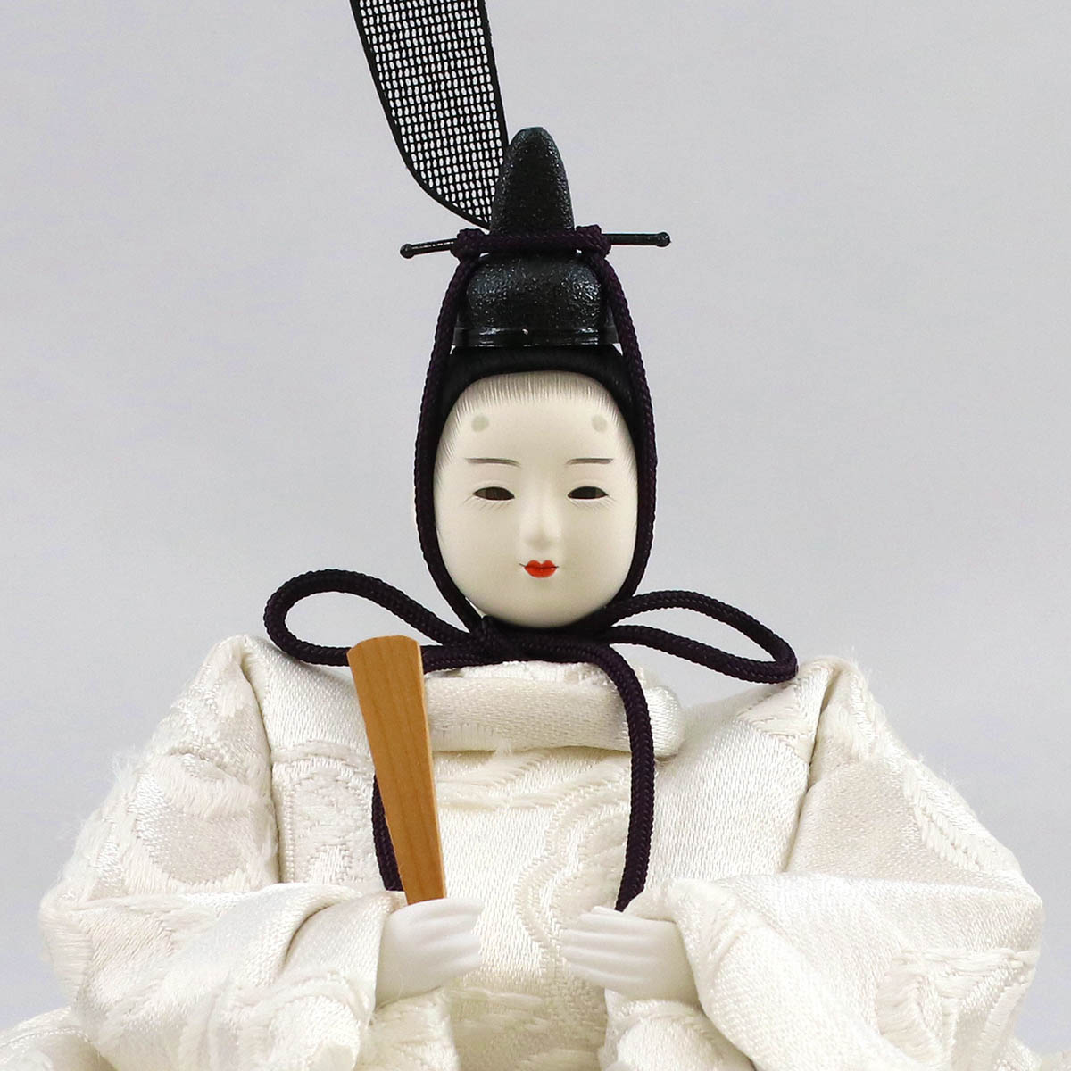 雛人形 ケース飾り 柴田家千代作 葵 流水に木瓜文 白無垢風 柳親王 裾