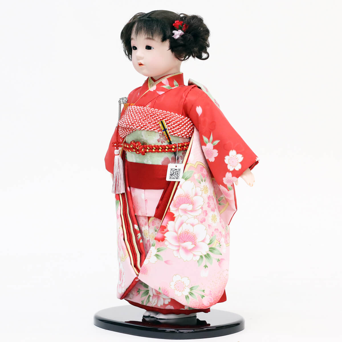 市松人形 松寿作 京友禅 赤 桜に桜 ひな祭り : 雛人形 五月人形